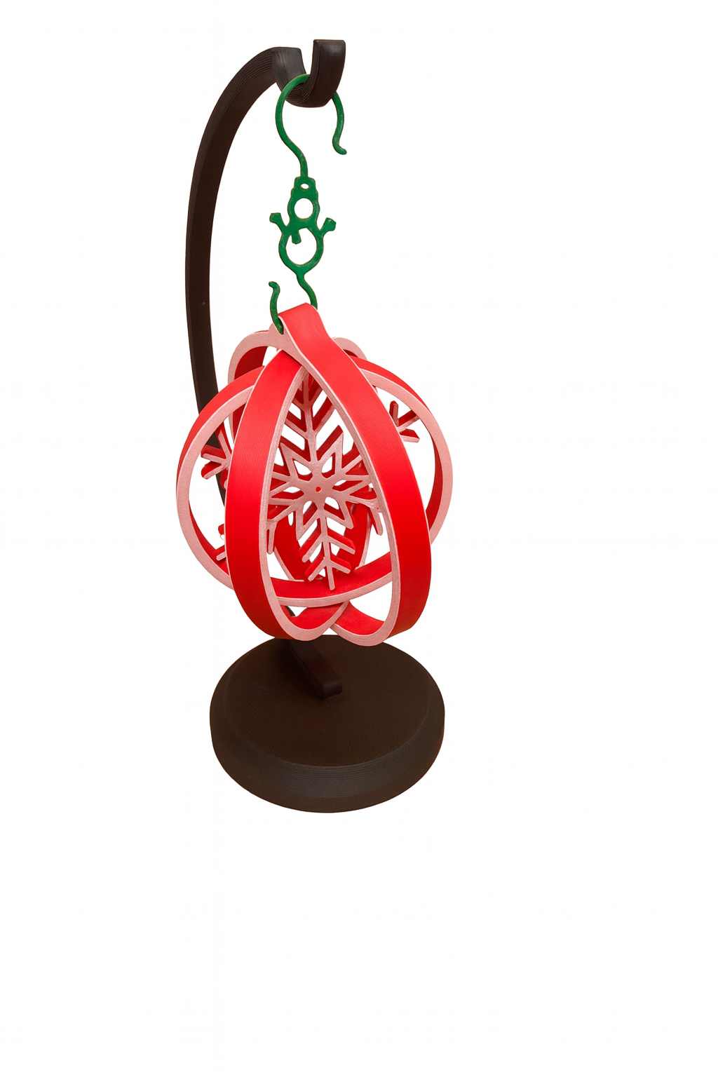 3D Snowflake Christmas Bauble Ornament – Red & White Holiday Tree Decoration