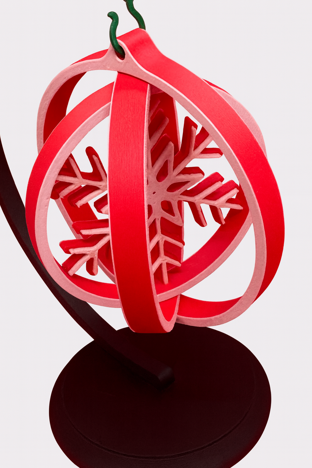 3D Snowflake Christmas Bauble Ornament – Red & White Holiday Tree Decoration
