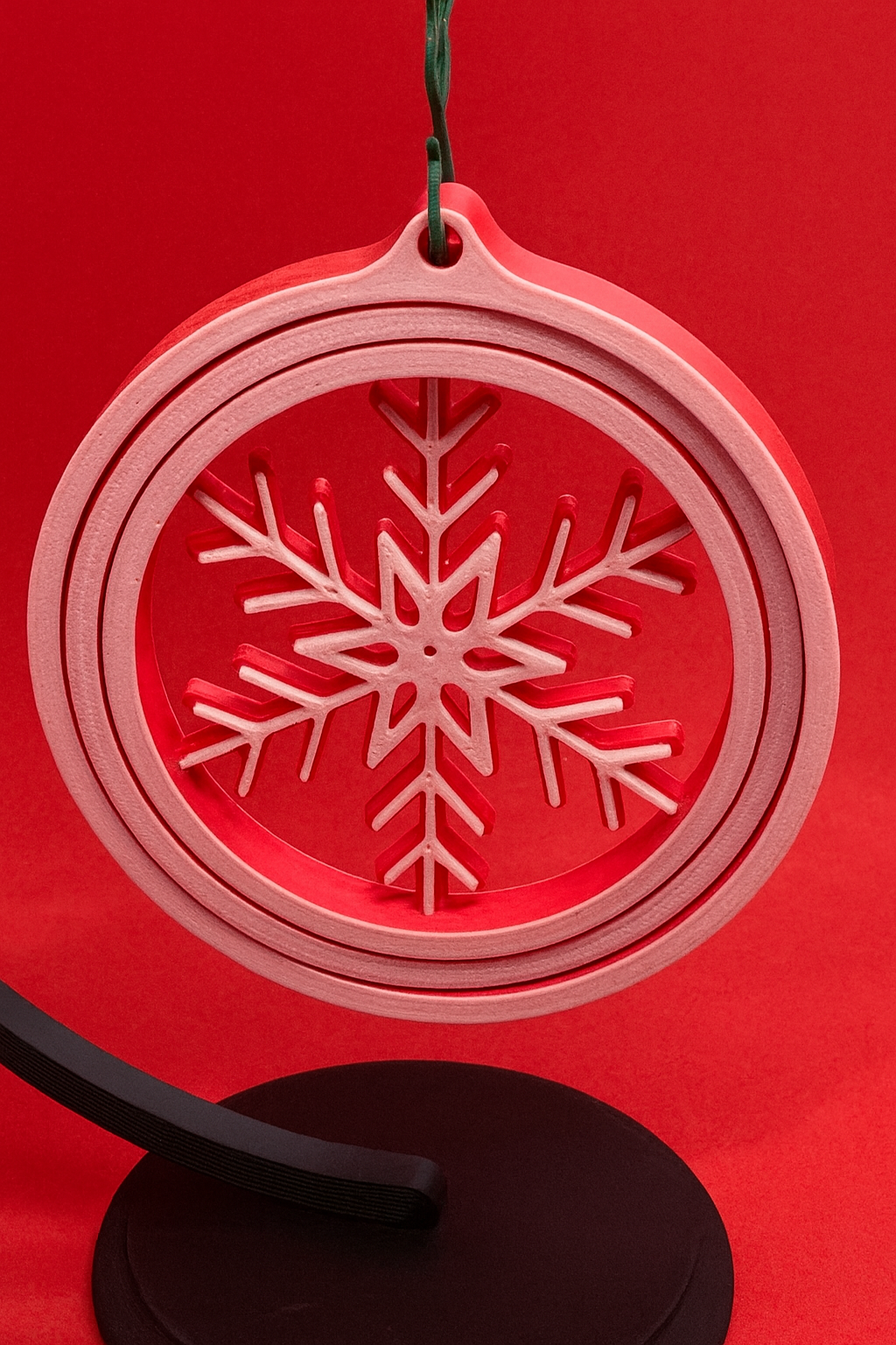 3D Snowflake Christmas Bauble Ornament – Red & White Holiday Tree Decoration