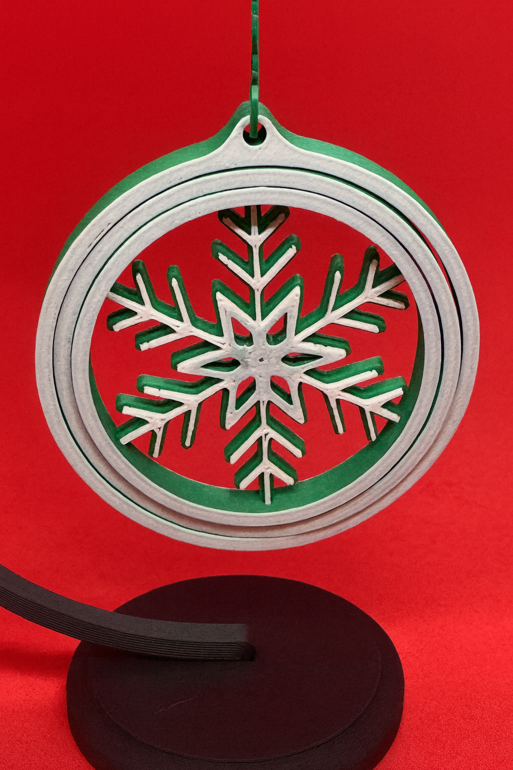 3D Snowflake Christmas Bauble Ornament – Red & White Holiday Tree Decoration