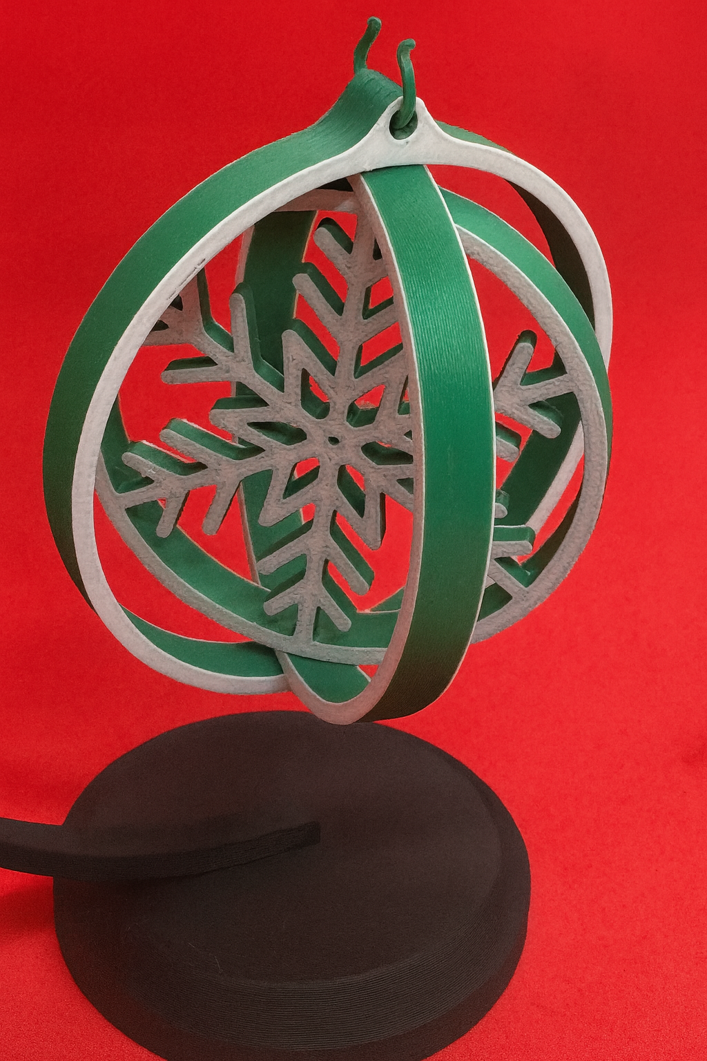 3D Snowflake Christmas Bauble Ornament – Red & White Holiday Tree Decoration