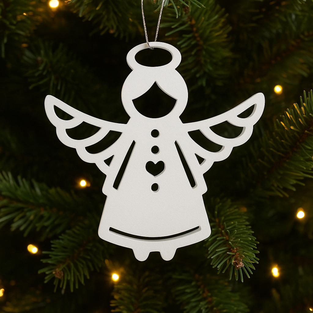 Elegant White Angel Ornaments – 3D Decorative Christmas Tree Set of Five