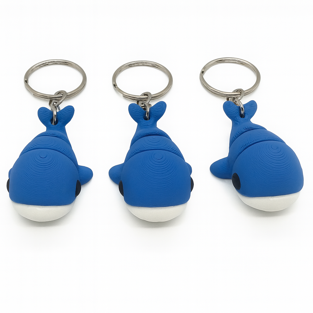 Articulated Baby Blue Whale Keychain: 3D Printed Fidget Toy
