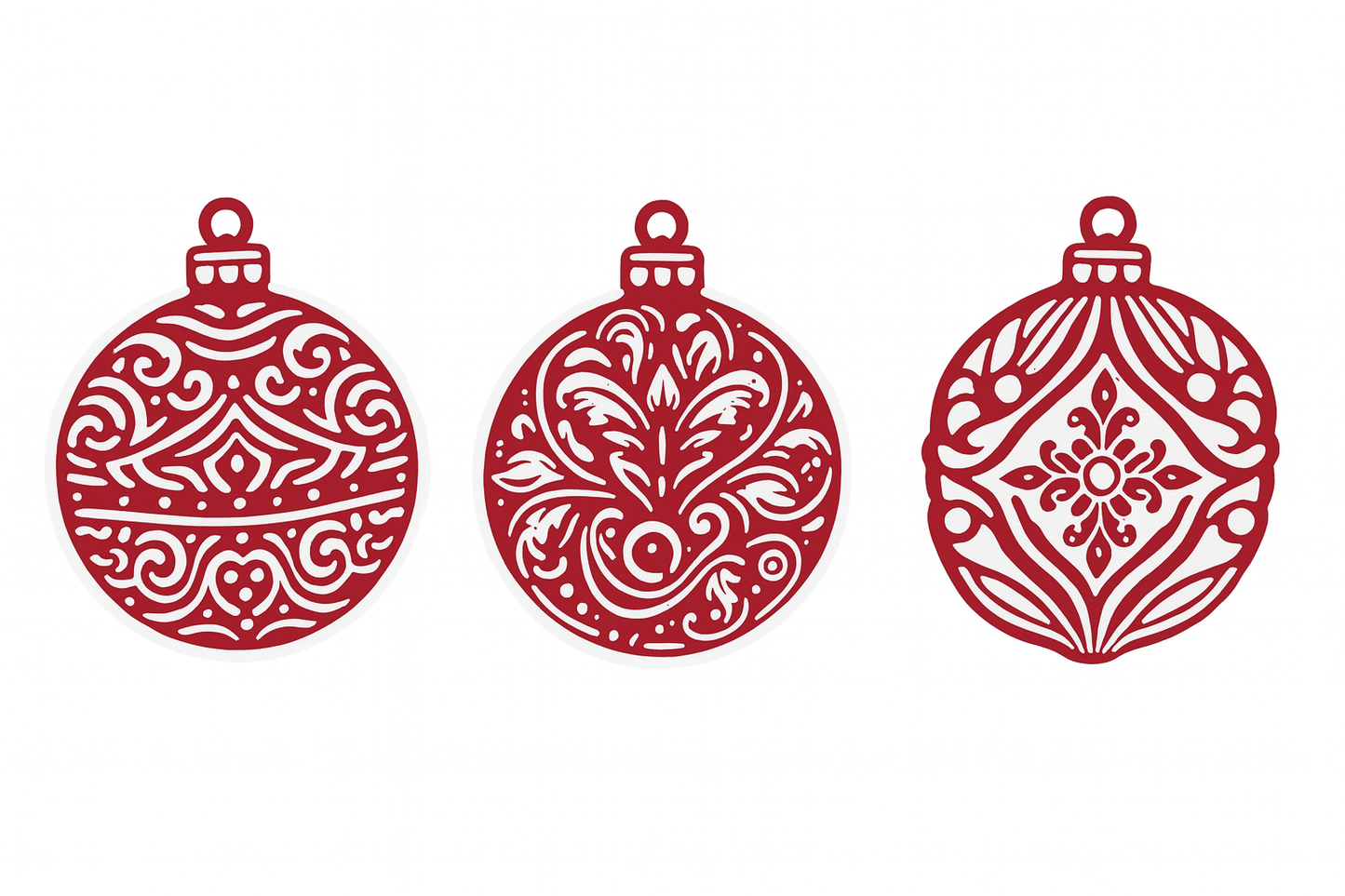Rustic Red & White Christmas Ornament Set of 10 – Festive Holiday Tree Decorations