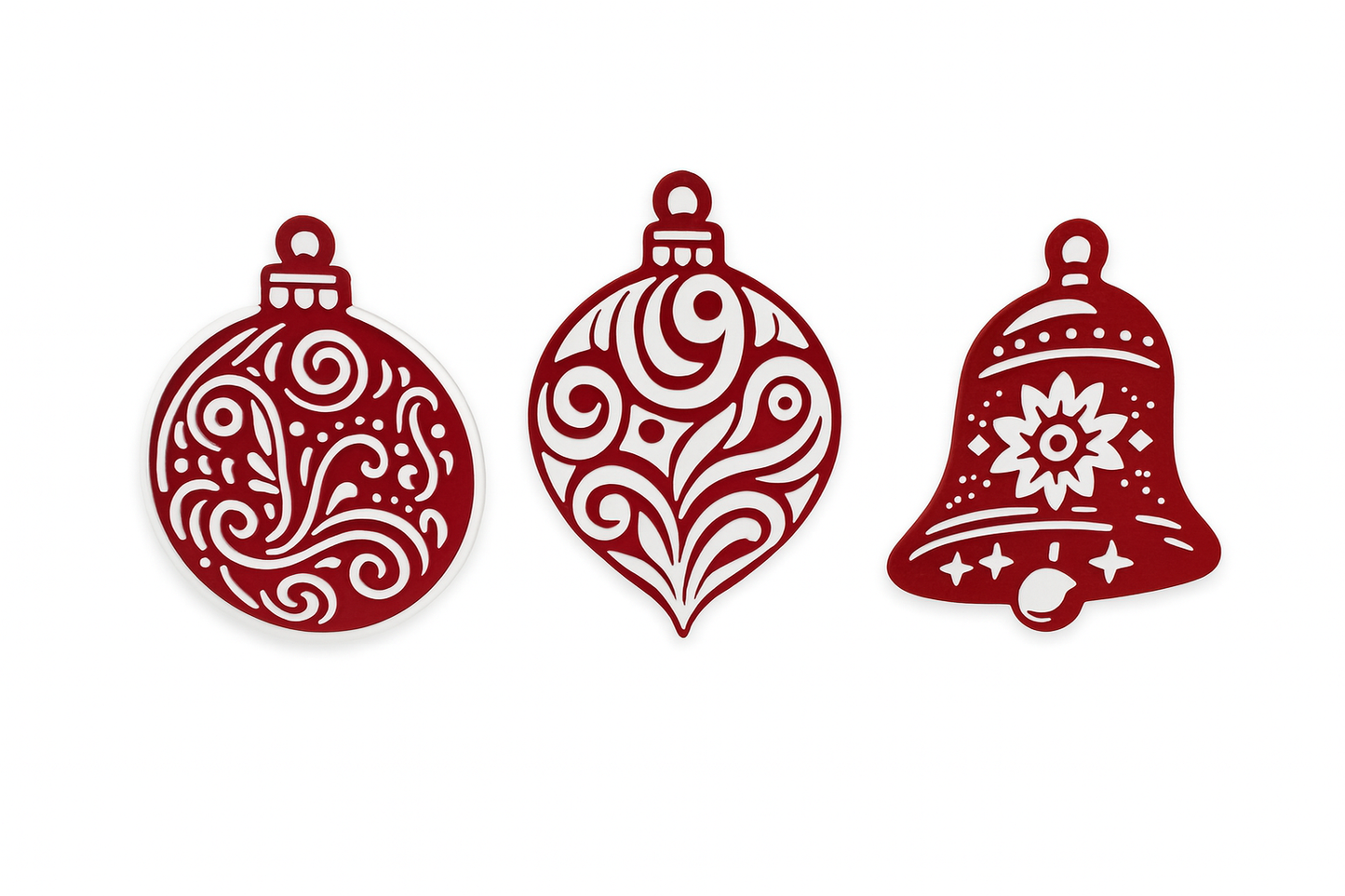 Rustic Red & White Christmas Ornament Set of 10 – Festive Holiday Tree Decorations