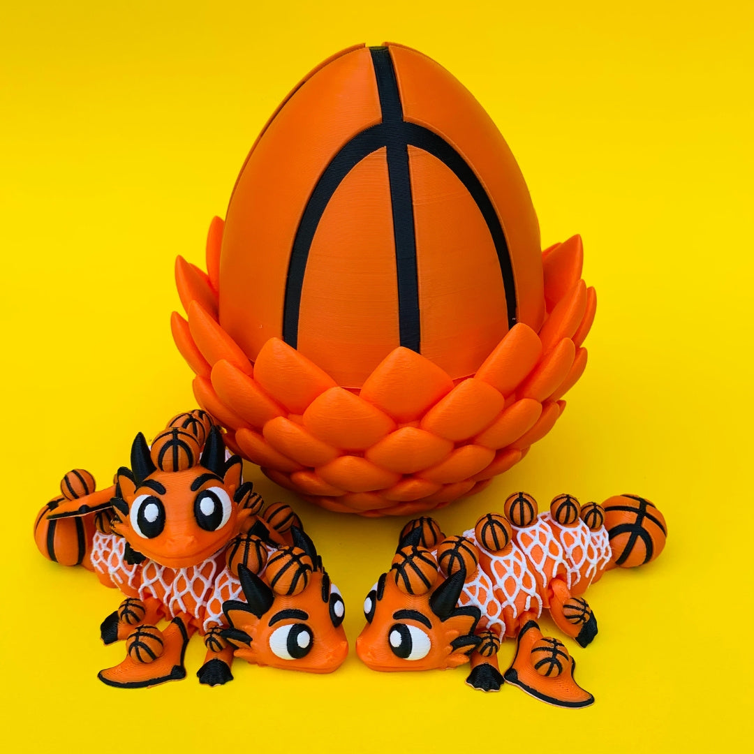 Basketball Dragon with Egg – Articulated Fantasy Figurine – Sports Fan Collectible – Unique Dragon Lover Gift