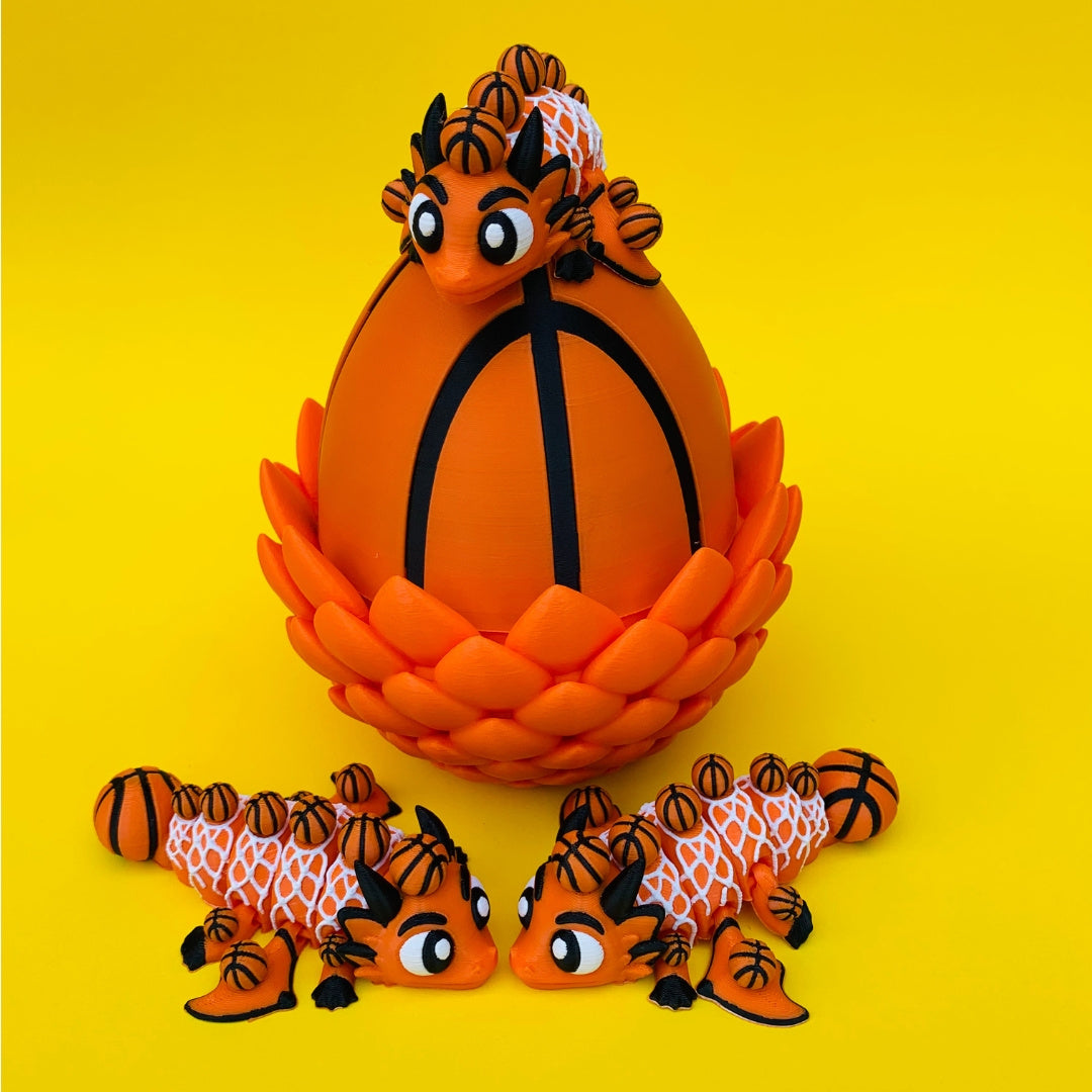 Basketball Dragon with Egg – Articulated Fantasy Figurine – Sports Fan Collectible – Unique Dragon Lover Gift