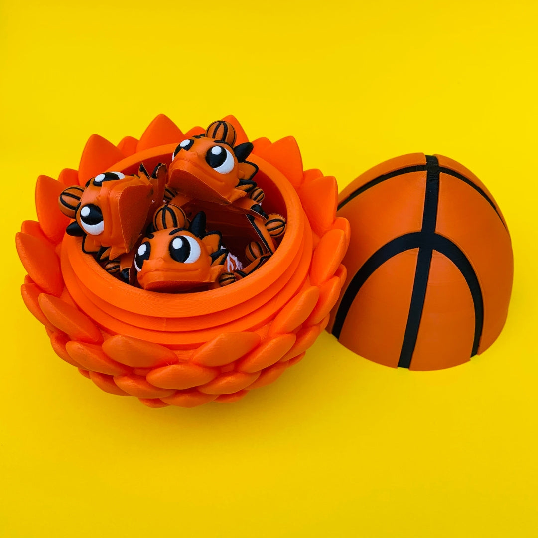 Basketball Dragon with Egg – Articulated Fantasy Figurine – Sports Fan Collectible – Unique Dragon Lover Gift