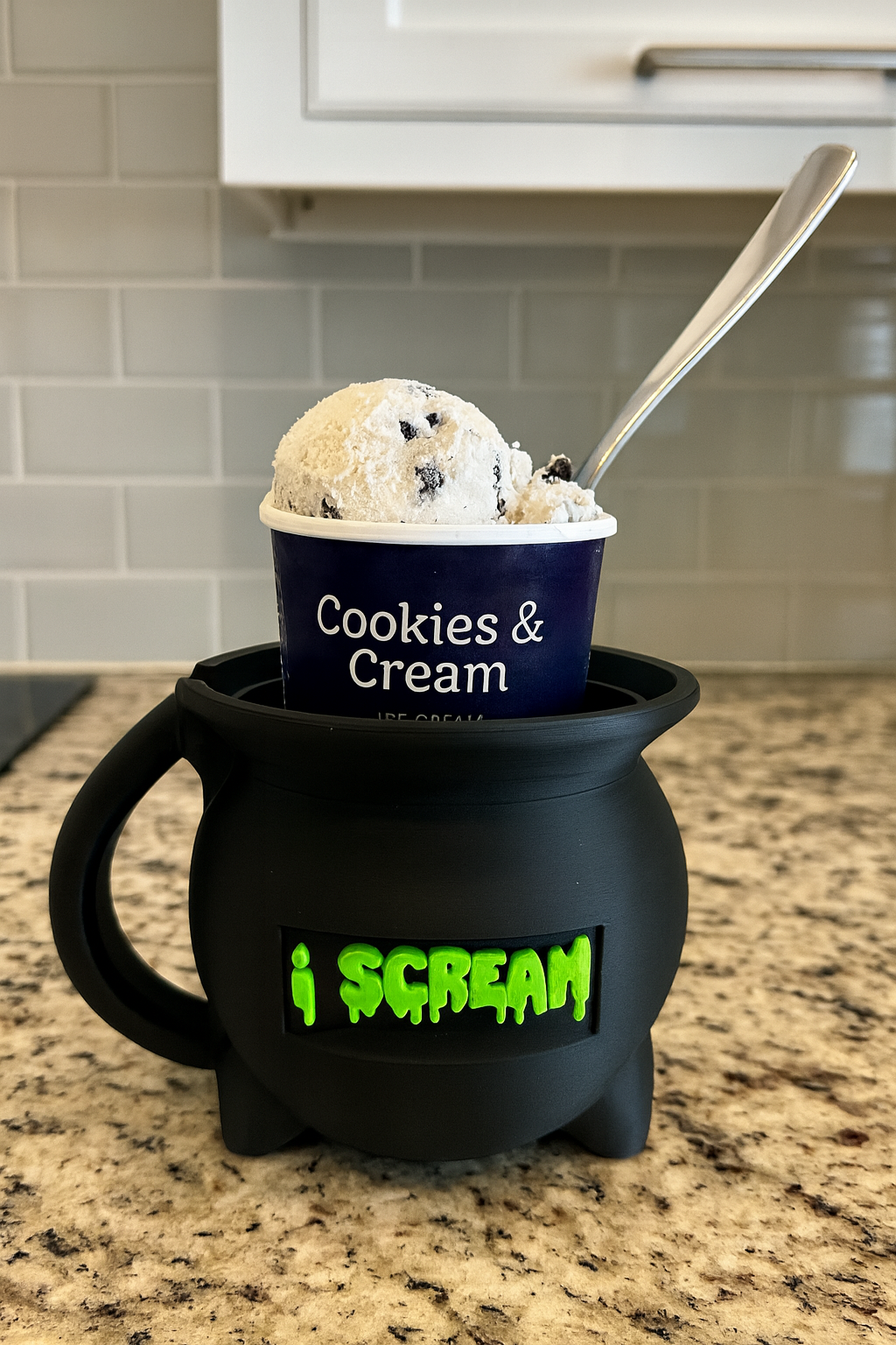 Cauldron Ice Cream Pint Holder – Halloween Cauldron Mug with Custom Text