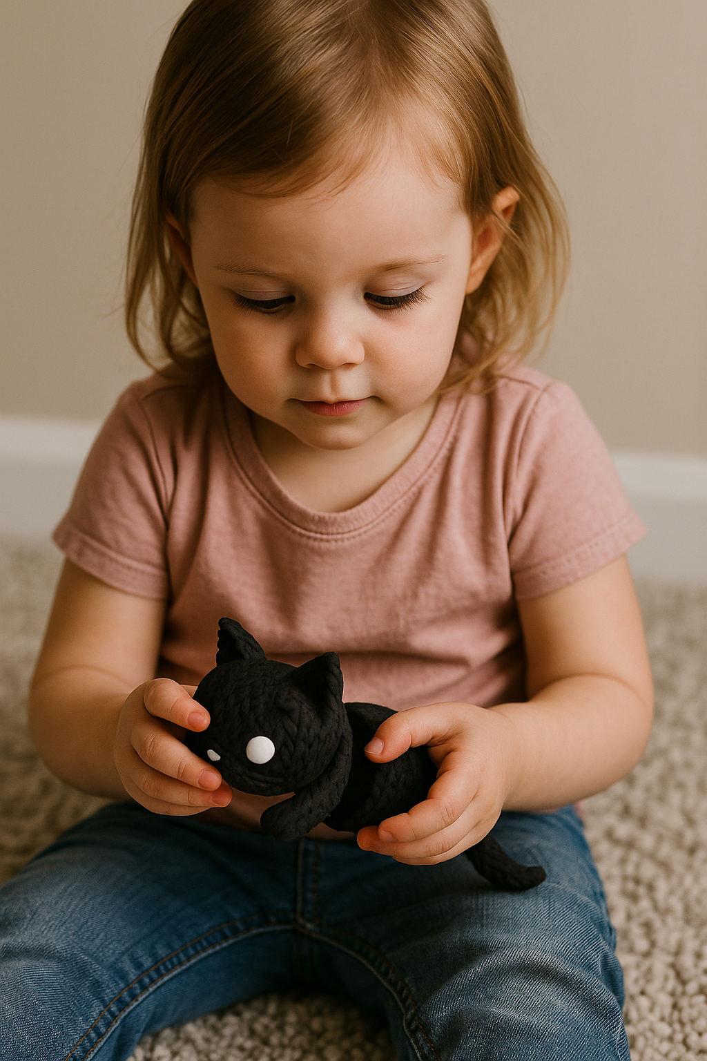 Articulating Knitted Cat Fidget Toy: Flexible 3D Printed Desk Decor