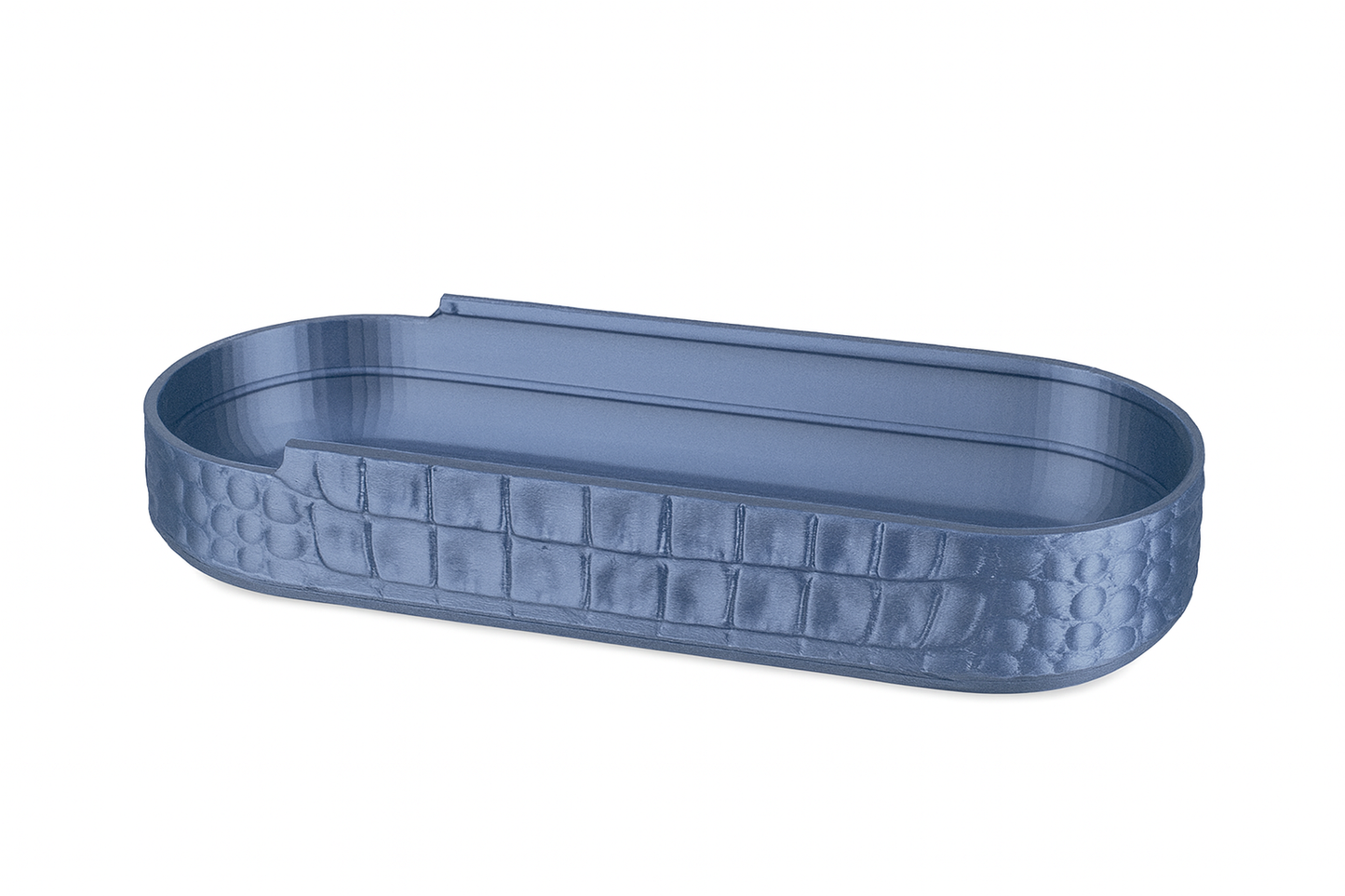 Exotic Croc Texture Desk Organizer Kit | Modern Luxury Oval Tray | Minimalist Office Decor | Stylish 3D Printed Storage Gift