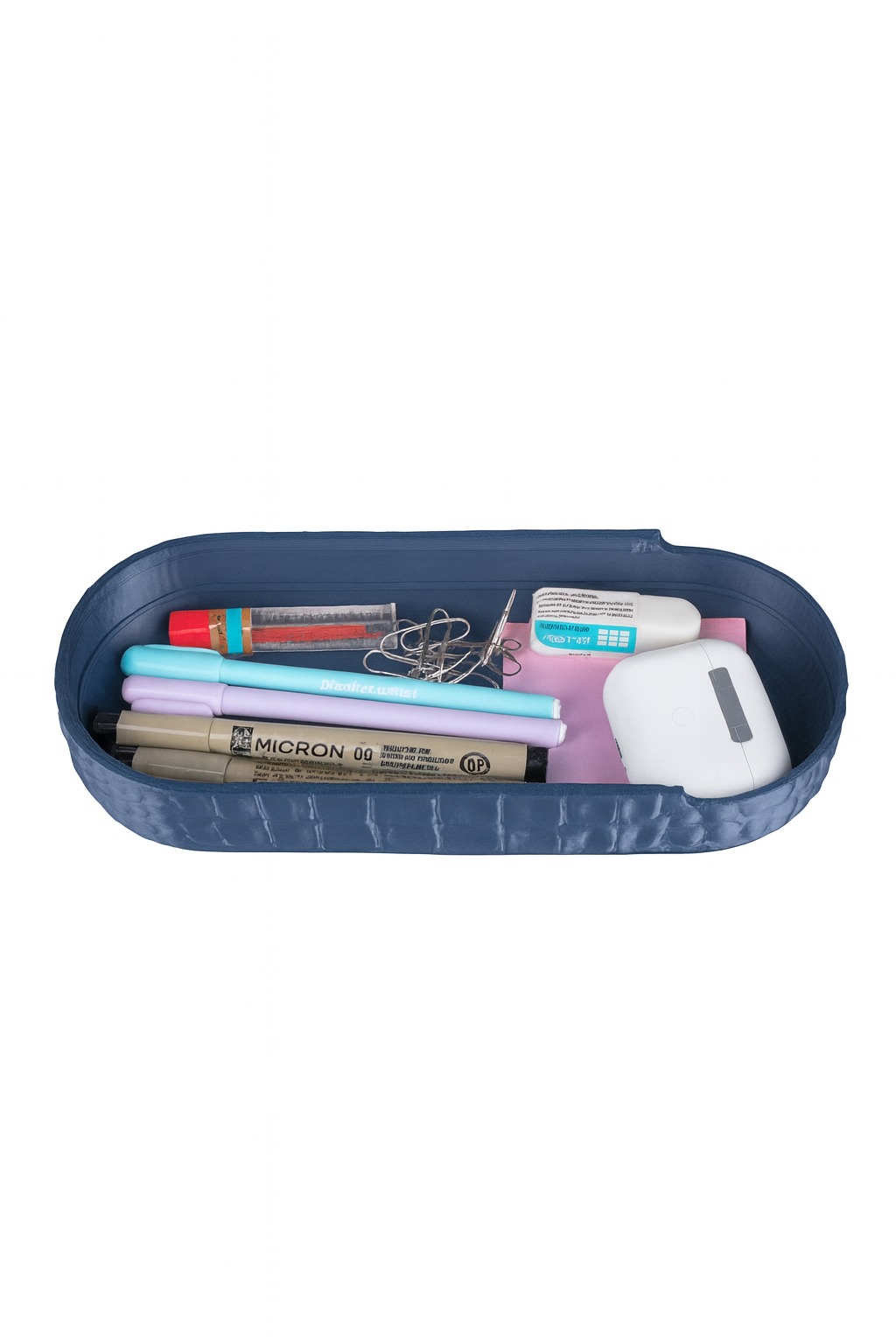 Exotic Croc Texture Desk Organizer Kit | Modern Luxury Oval Tray | Minimalist Office Decor | Stylish 3D Printed Storage Gift