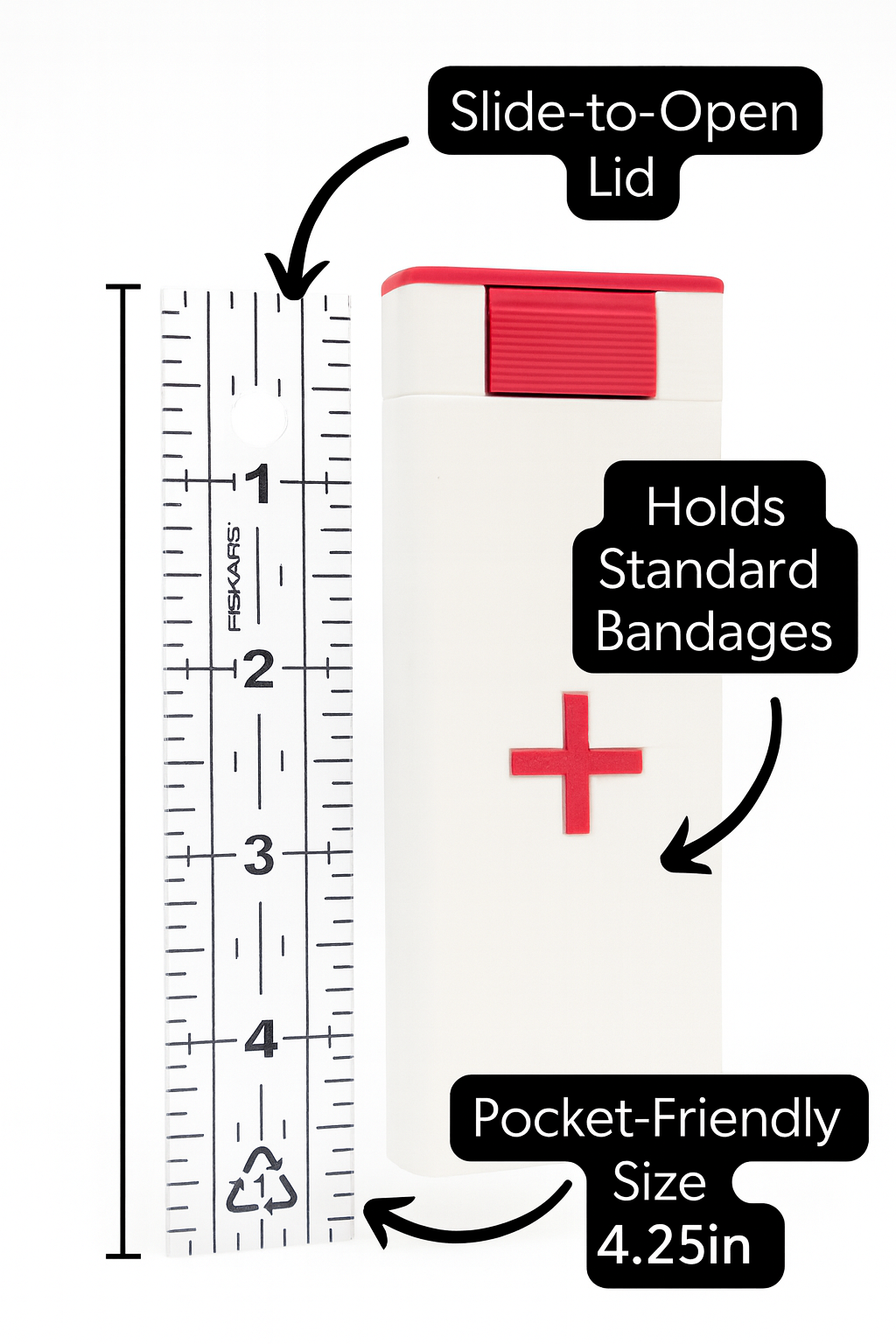 Compact Bandage Dispenser with Red Cross: Portable First Aid Holder