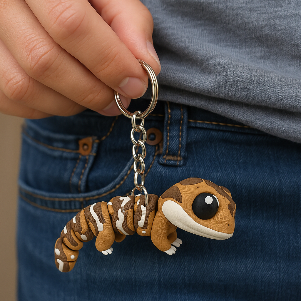 Articulated Flexi Gecko Keychain – Articulated Lizard Fidget Toy for On-the-Go Fun