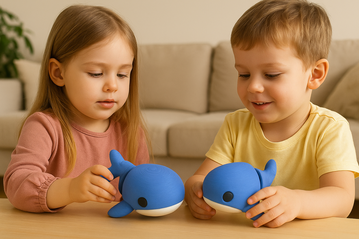3D Printed Articulated Blue Whale Fidget Toy: Ocean Desk Decor