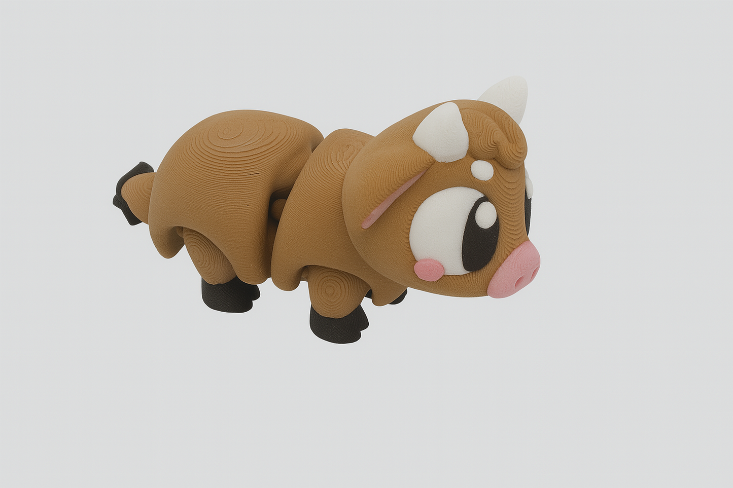 Articulated Brown Cow Fidget Toy: 3D Printed Desk Decor