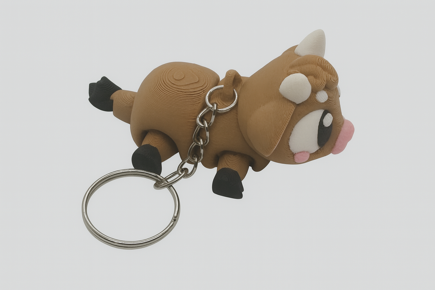 Flexible Brown Cow Keychain - 3D Printed Articulated Farm Animal Fidget Toy for Backpack Lovers