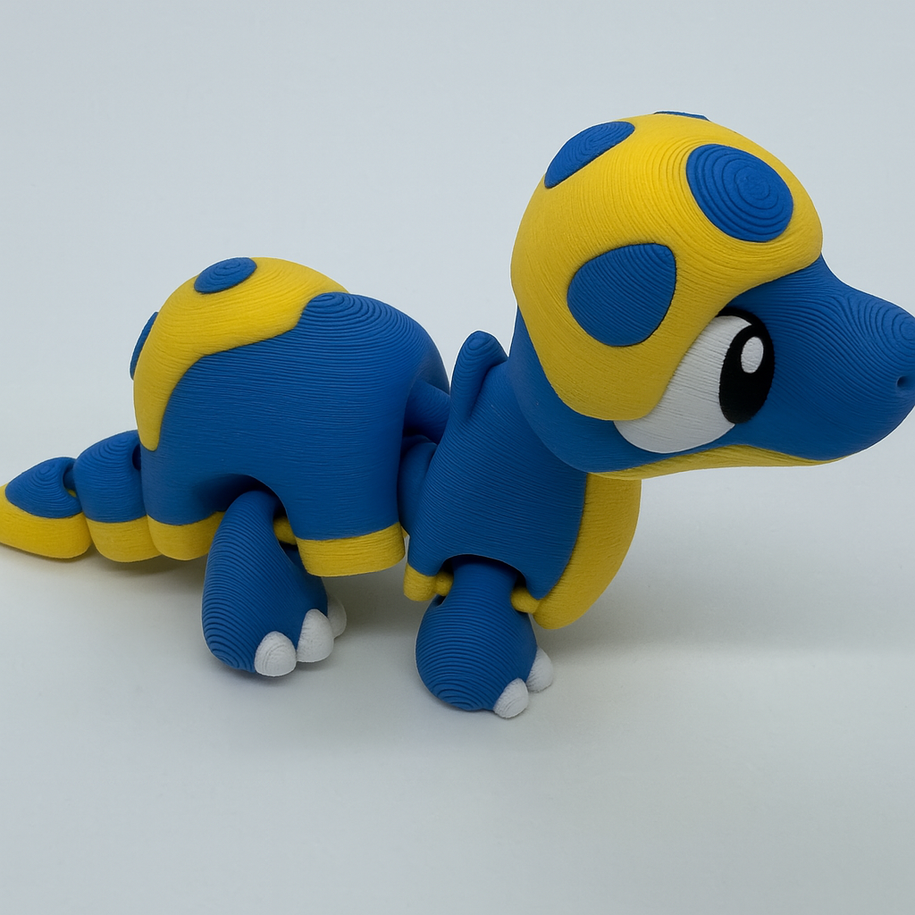 Flexible Blue & Yellow Baby Dinosaur Toy - Articulated Prehistoric Desk Companion for Kids