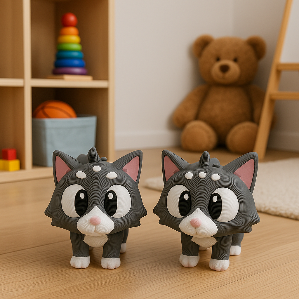 Flexible Gray Kitten Figurine - 3D Printed Articulated Cat Toy for Desk Fidgeting and Collecting