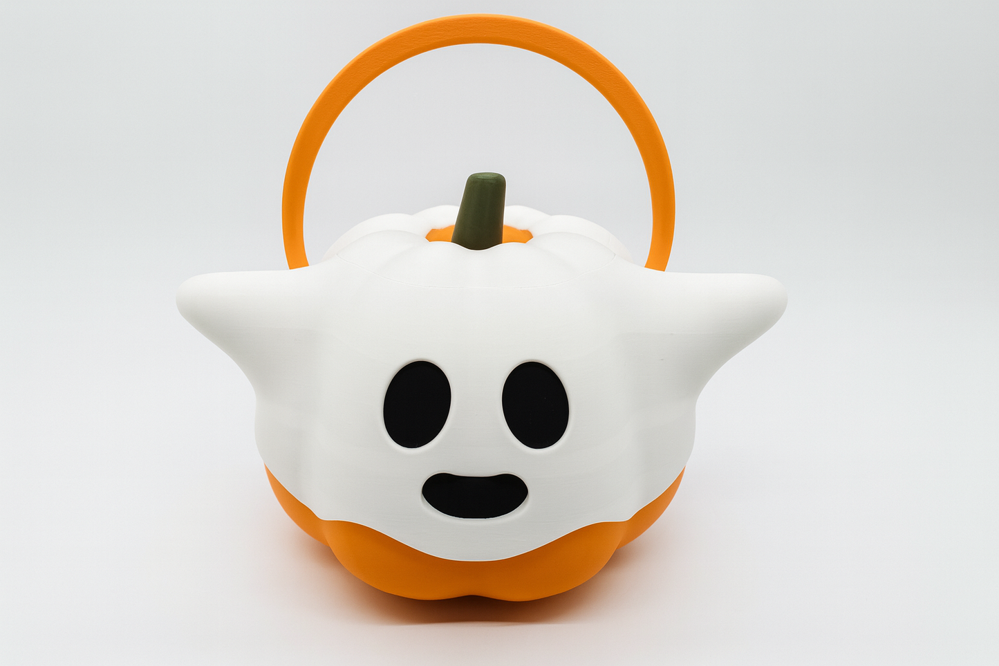 Spooky Ghost Pumpkin Halloween Candy Bucket – Trick-or-Treat Basket with Lid
