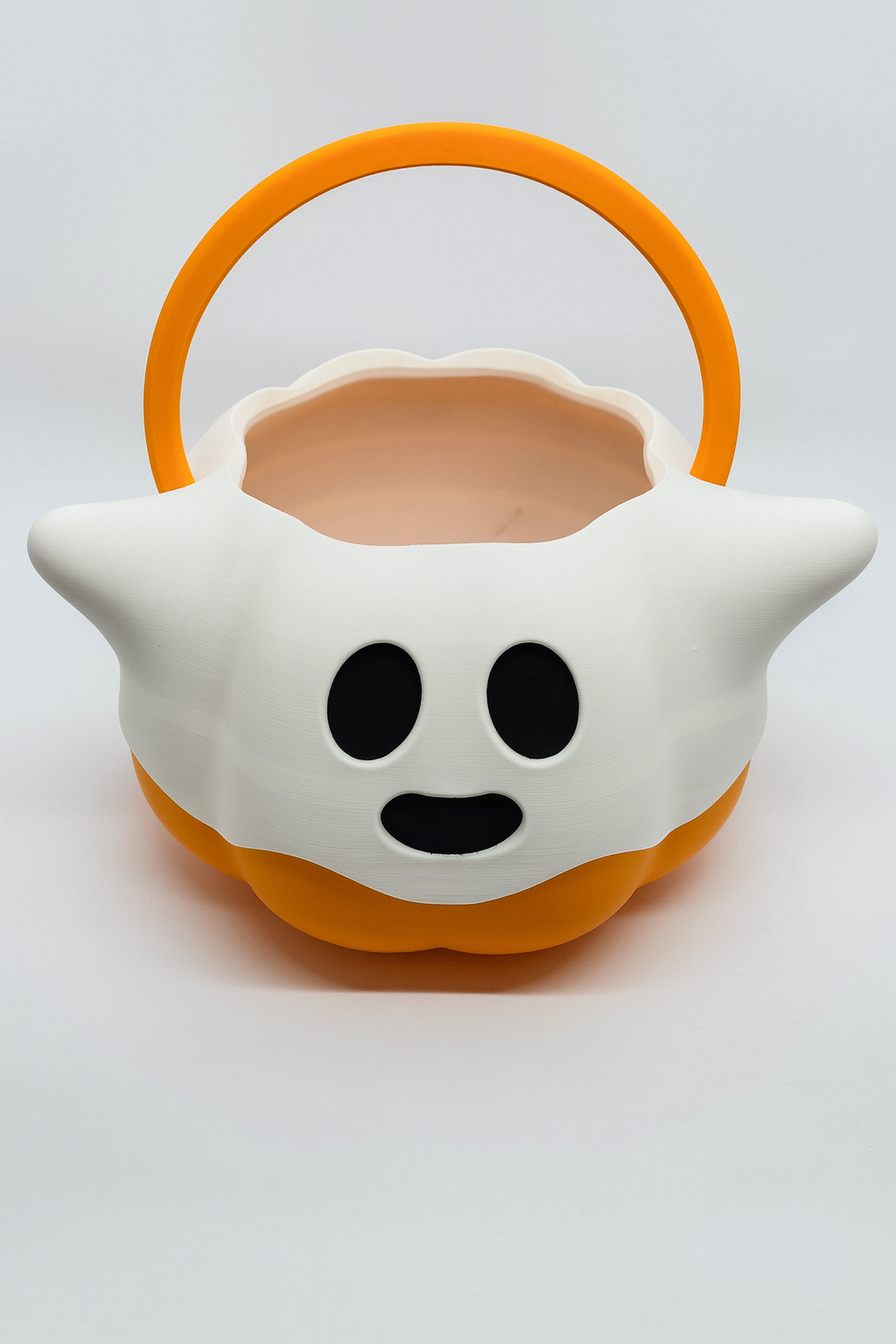 Spooky Ghost Pumpkin Halloween Candy Bucket – Trick-or-Treat Basket with Lid