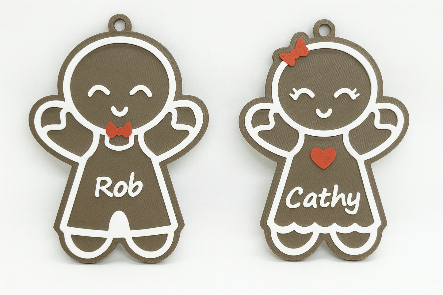 Personalized Gingerbread Couple Ornaments – Custom Name Christmas Decor, Cute Gingerbread Man & Woman Tree Decorations