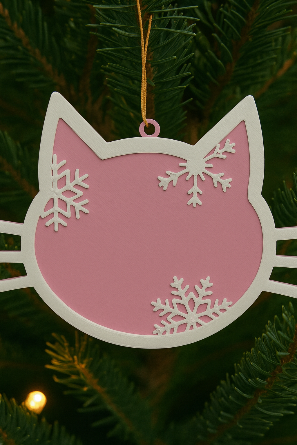 Personalized Cat Christmas Ornament – Custom Kitty Holiday Decoration with Snowflakes