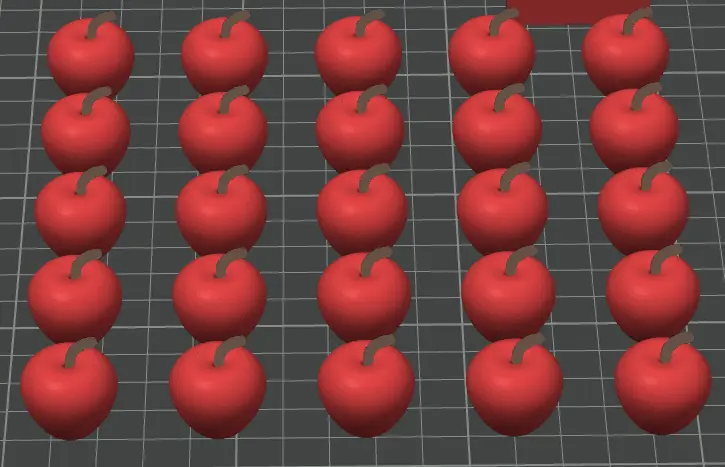 Grid of red apples on a gray grid background