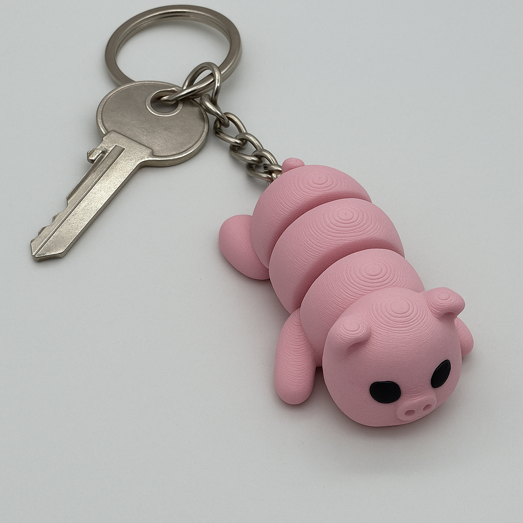 Flexible Pig Keychain: Adorable Articulated Animal Fidget Toy for Bag Charm & Novelty Gift
