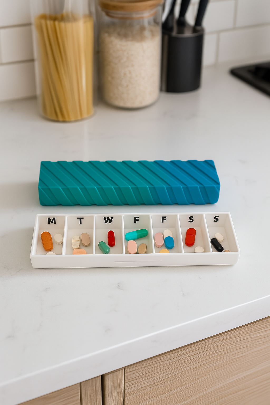 Ridge Texture Slim 3D Printed Pill Case