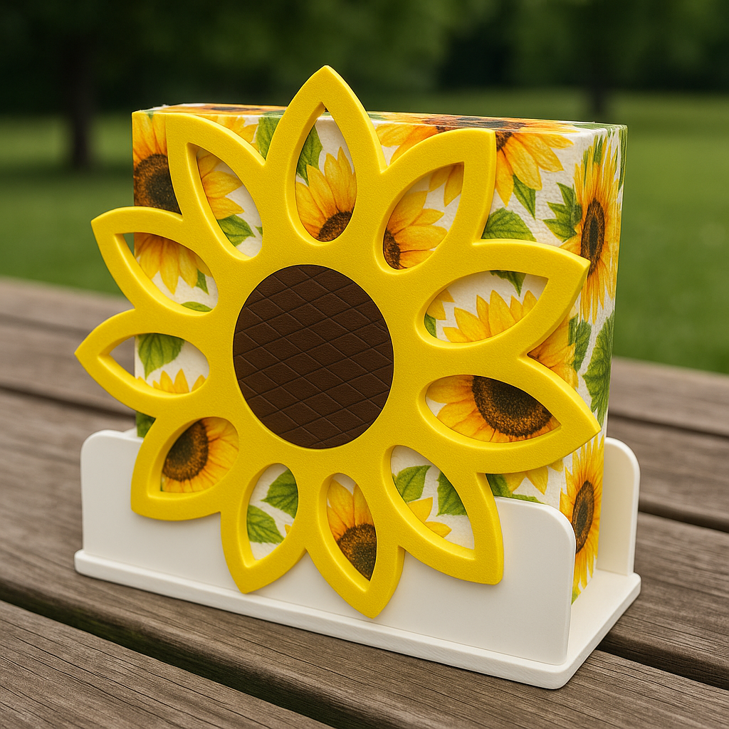 Square Sunflower Napkin Holder – Bright & Cheerful Tabletop Accent