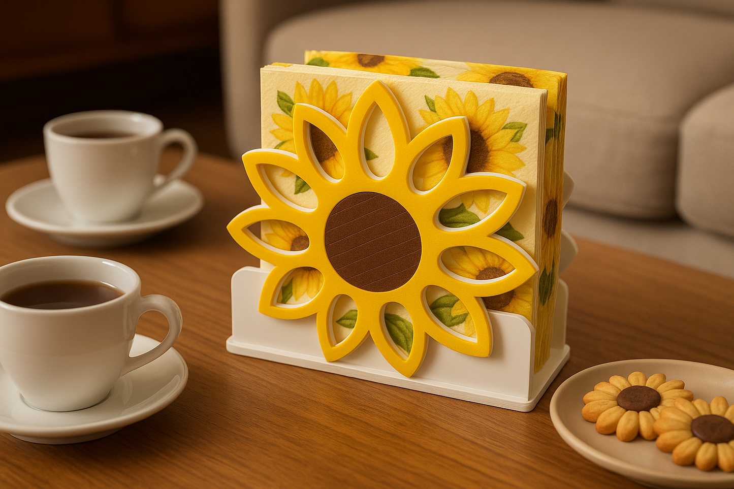 Square Sunflower Napkin Holder – Bright & Cheerful Tabletop Accent