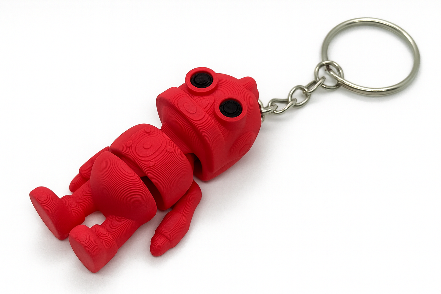 Articulated Steampunk Robot Keychain – 3D Printed Red Collectible Toy with Retro Sci-Fi Vibes