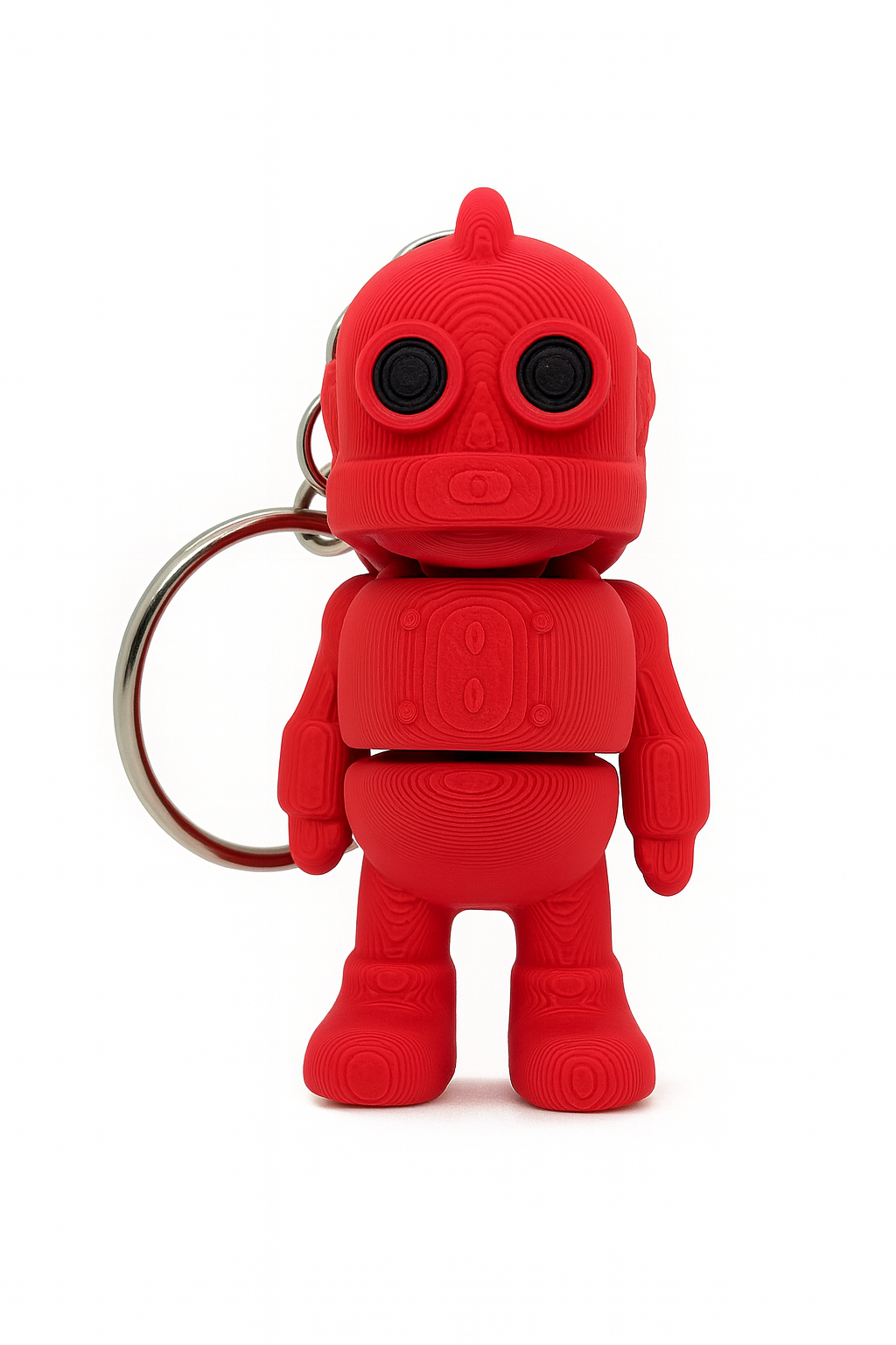 Articulated Steampunk Robot Keychain – 3D Printed Red Collectible Toy with Retro Sci-Fi Vibes