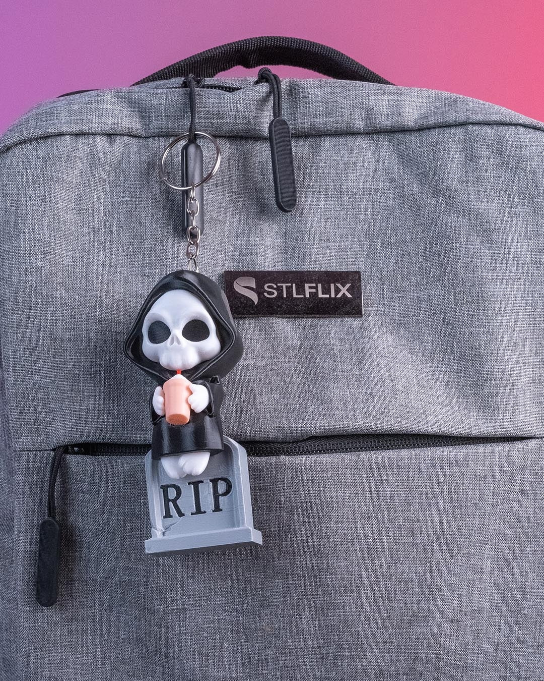 Grim Reaper Figurine – Cute Skeleton Drinking Milkshake – Spooky Gothic Desk Buddy – Funny RIP Tombstone Collectible – Halloween Shelf Decor