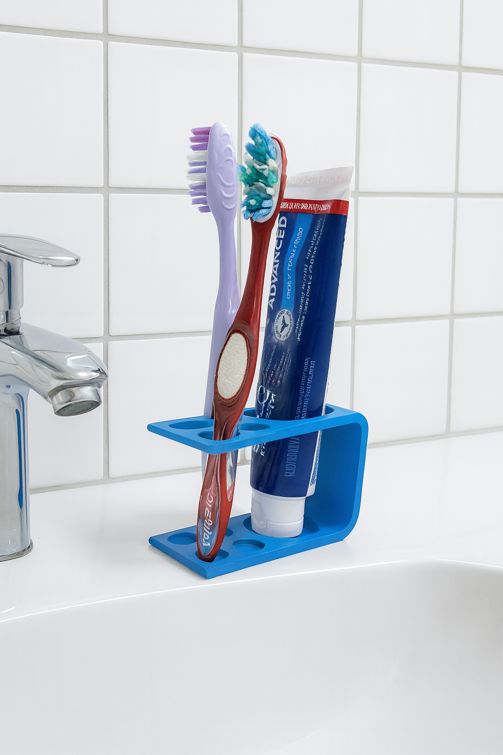 4-Toothbrush & Toothpaste Holder – 3D Printed Bathroom Counter Organizer