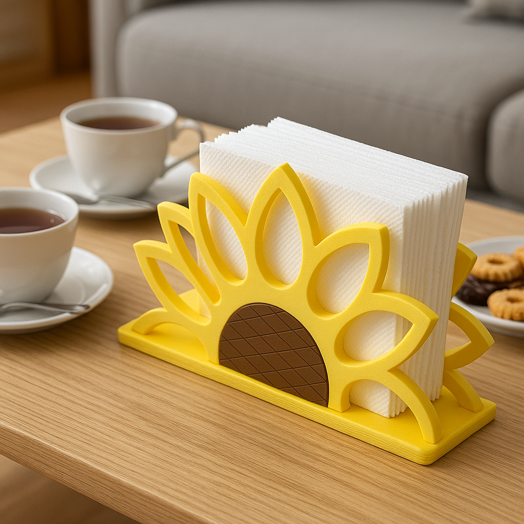 Triangle Sunflower Napkin Holder: Rustic Farmhouse Table Decor