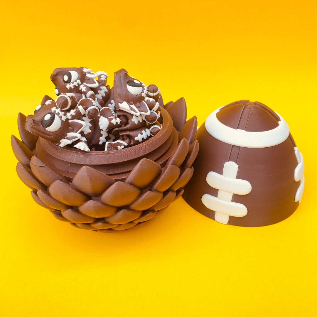 Football Dragon with Egg – Articulated Fantasy Figurine – Sports Fan Collectible – Unique Dragon Lover Gift
