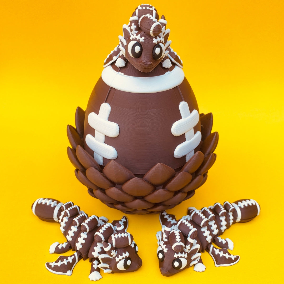 Football Dragon with Egg – Articulated Fantasy Figurine – Sports Fan Collectible – Unique Dragon Lover Gift