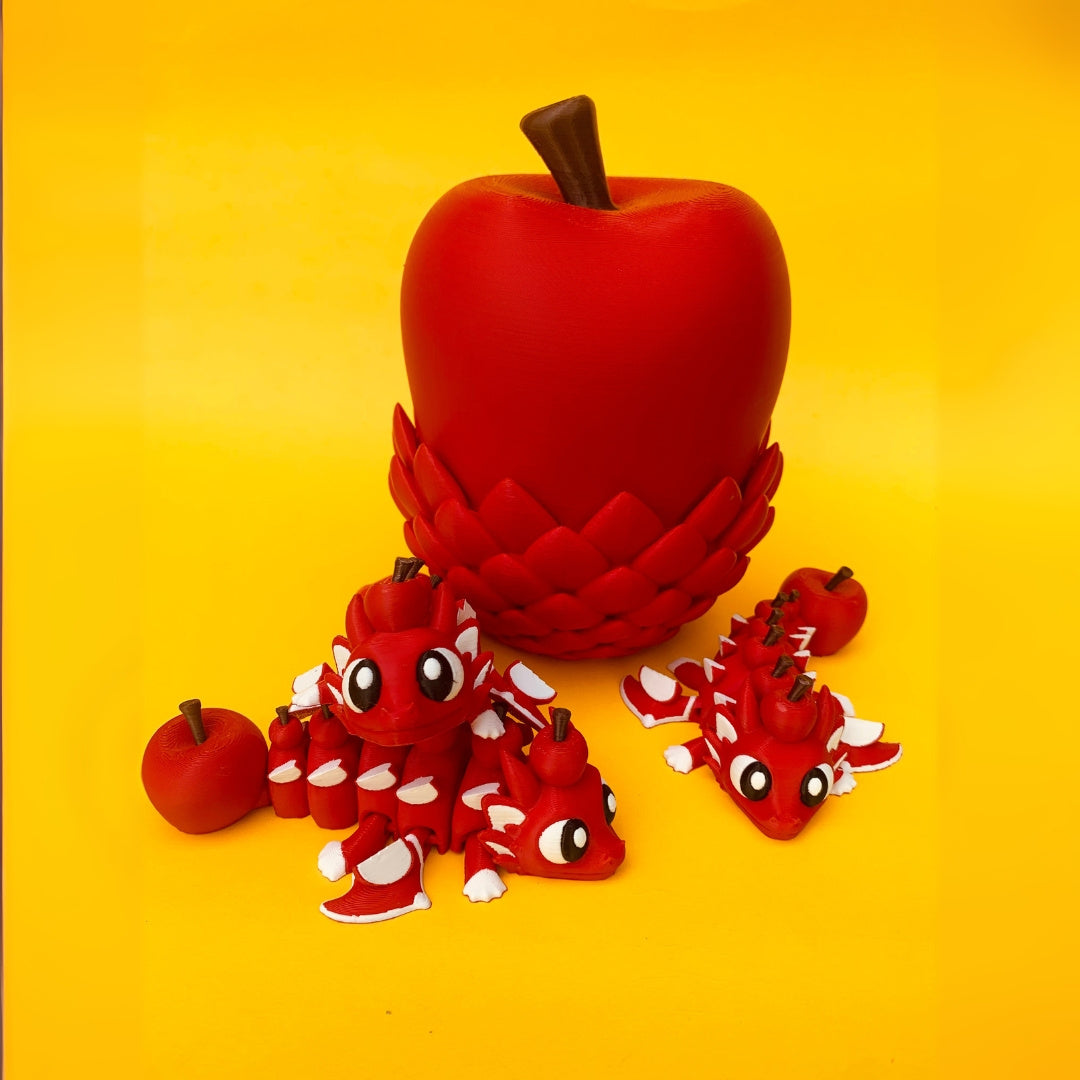 Apple Dragon with Egg – Articulated Fantasy Figurine – Collectible Fidget Toy – Unique Dragon Lover Gift