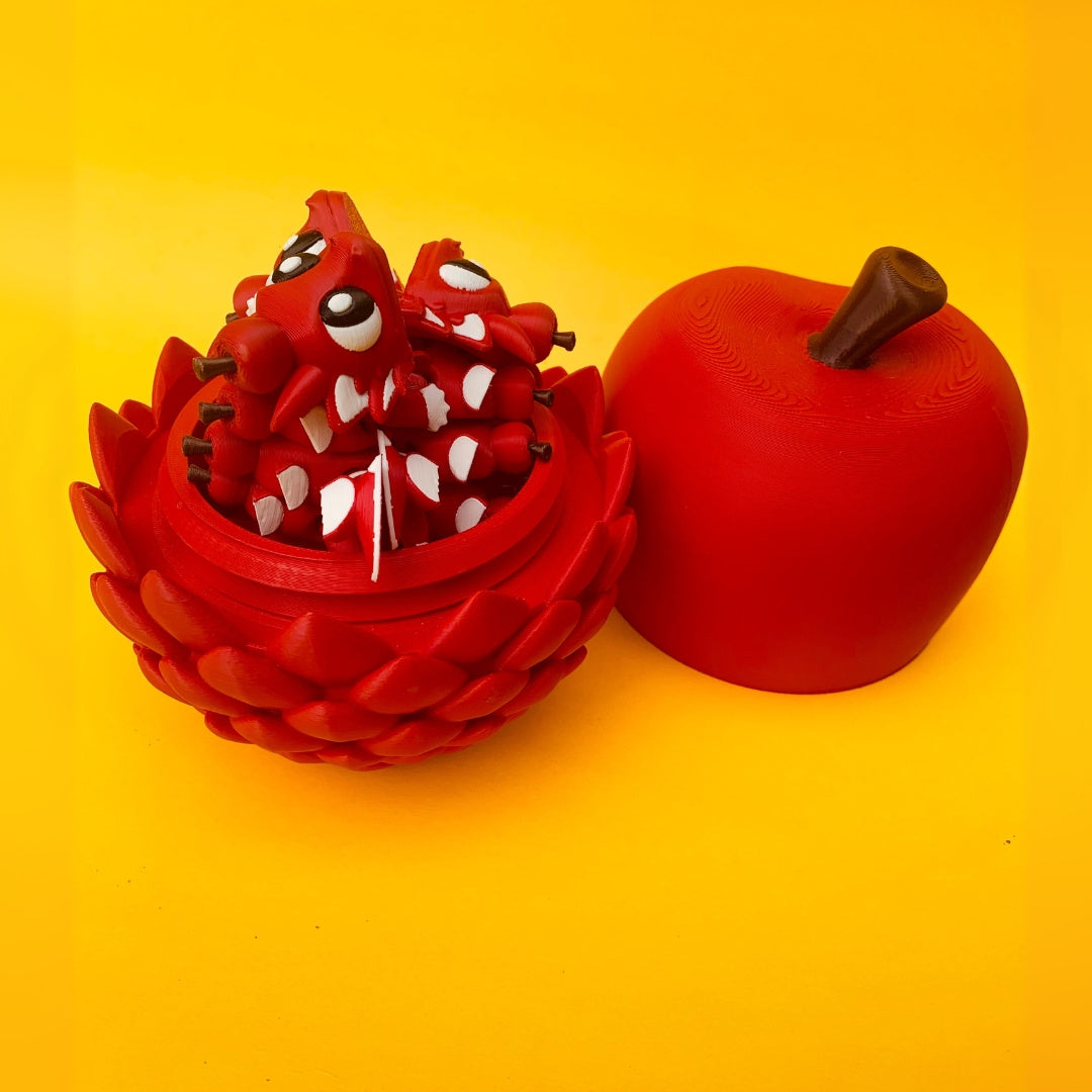 Apple Dragon with Egg – Articulated Fantasy Figurine – Collectible Fidget Toy – Unique Dragon Lover Gift