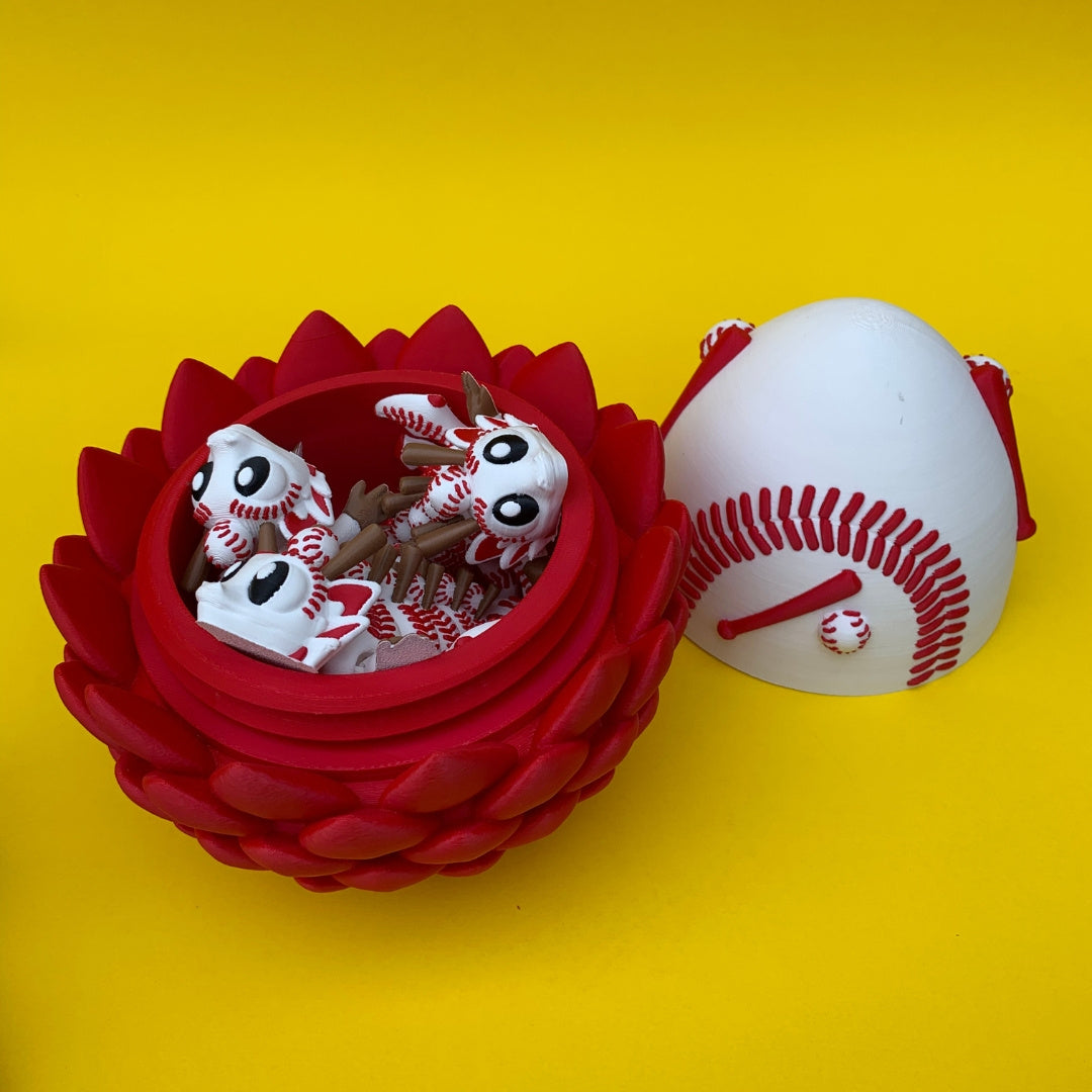 Baseball Dragon with Egg – Articulated Fantasy Figurine – Sports Fan Collectible – Unique Dragon Lover Gift