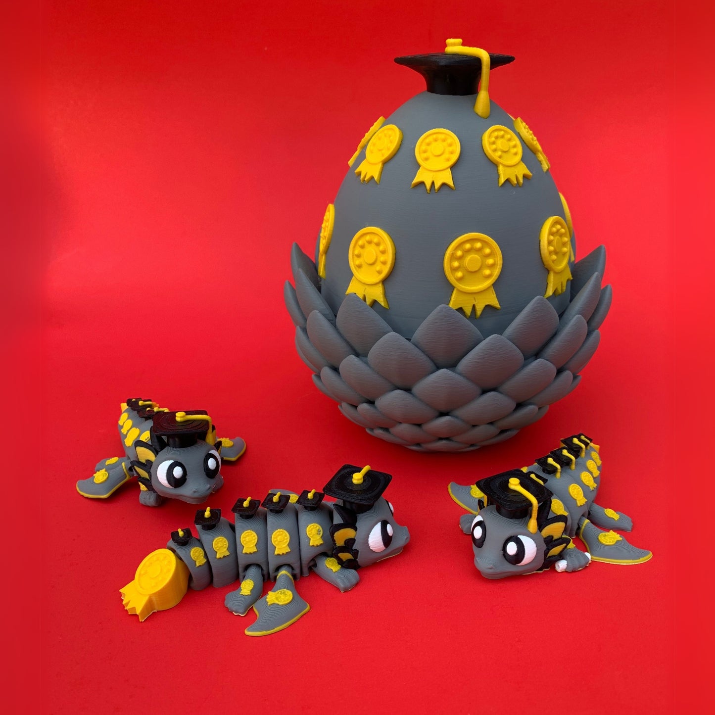 Graduation Dragon with Egg – Articulated Fantasy Figurine – Graduate Gift – Unique Dragon Lover Collectible