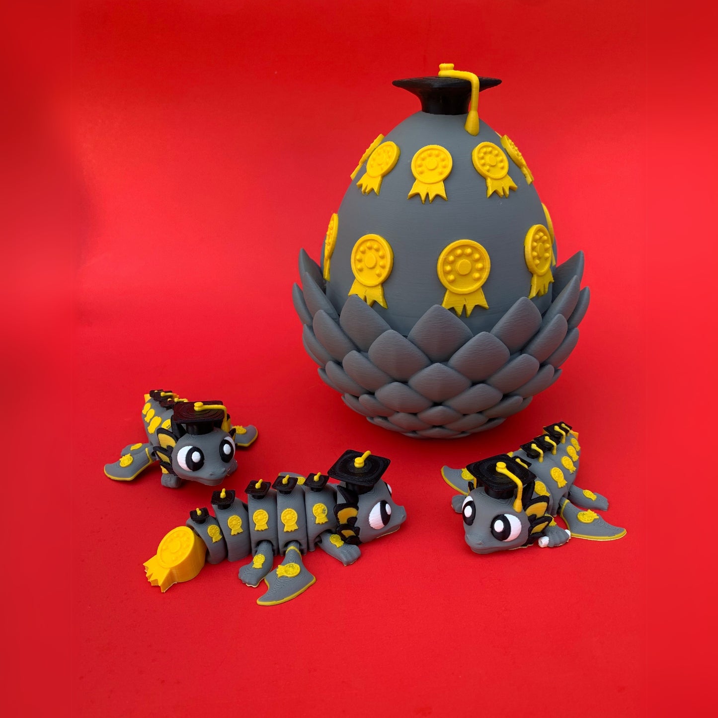 Graduation Dragon with Egg – Articulated Fantasy Figurine – Graduate Gift – Unique Dragon Lover Collectible