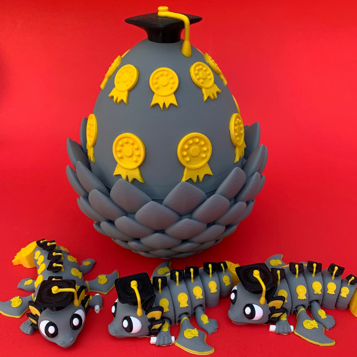 Graduation Dragon with Egg – Articulated Fantasy Figurine – Graduate Gift – Unique Dragon Lover Collectible
