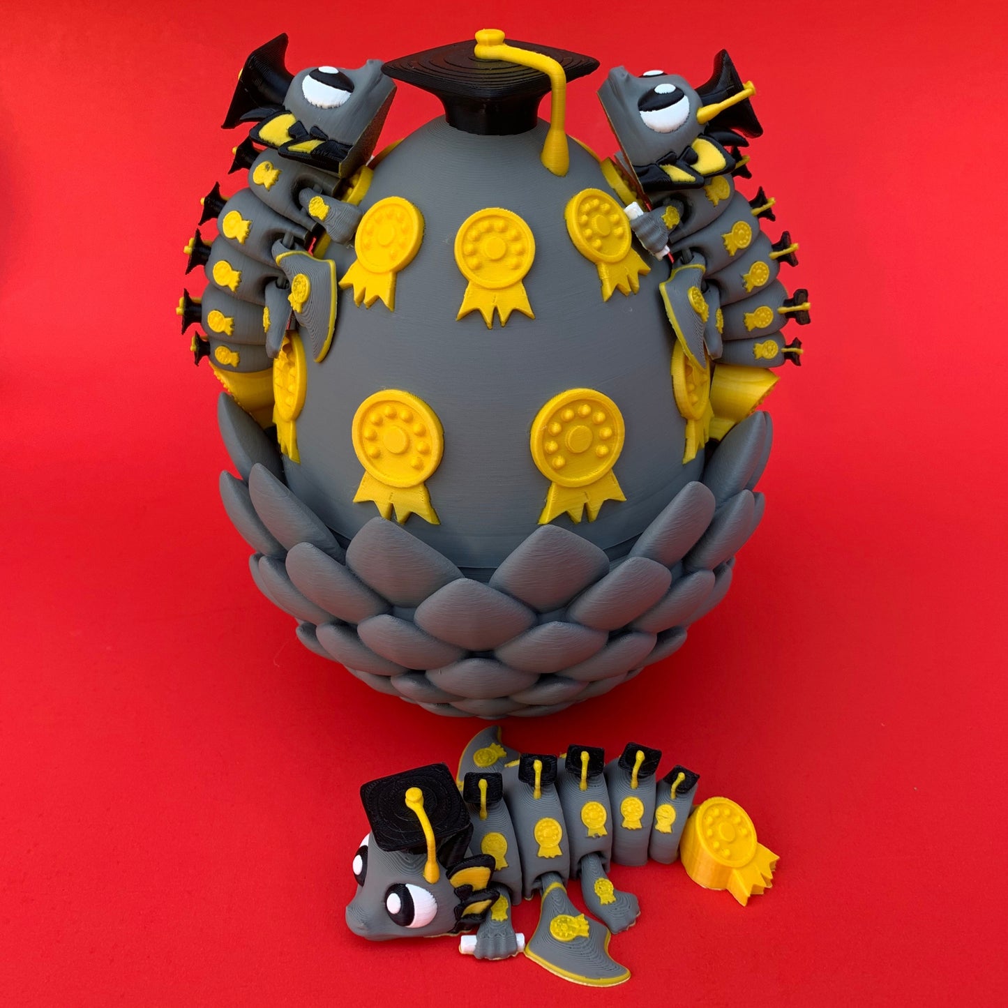 Graduation Dragon with Egg – Articulated Fantasy Figurine – Graduate Gift – Unique Dragon Lover Collectible