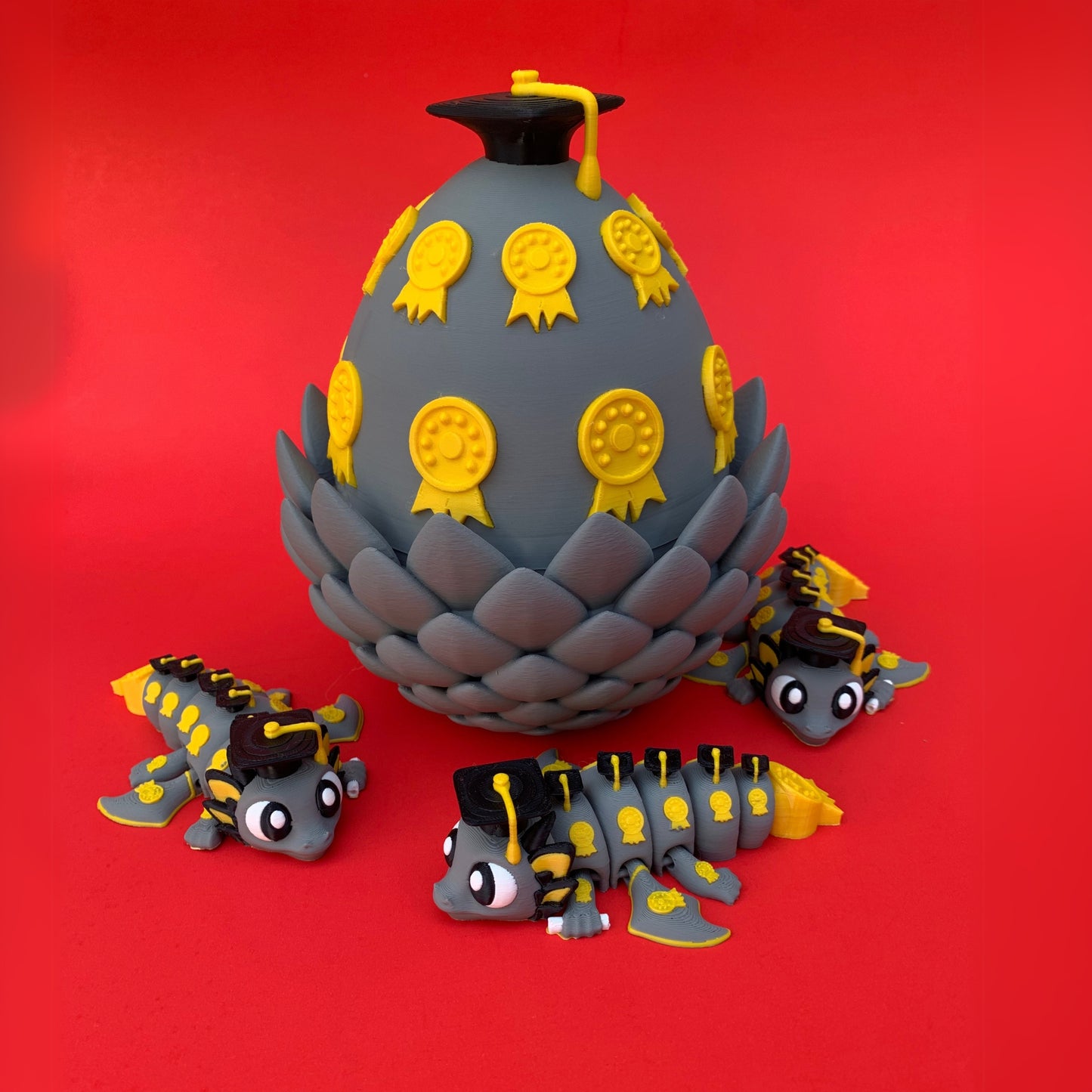 Graduation Dragon with Egg – Articulated Fantasy Figurine – Graduate Gift – Unique Dragon Lover Collectible