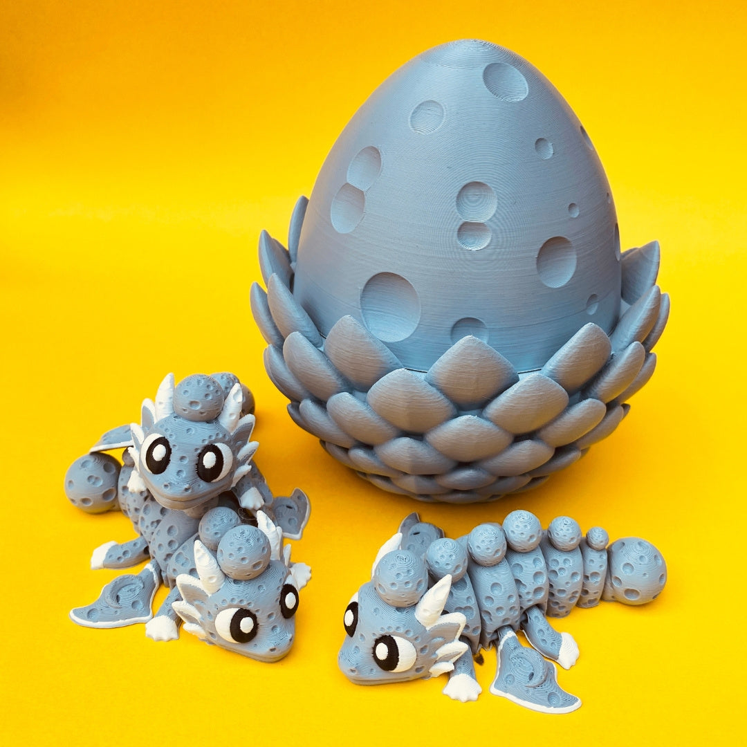 Moon Dragon with Egg – Articulated Fantasy Figurine – Celestial Collectible – Unique Dragon Lover Gift