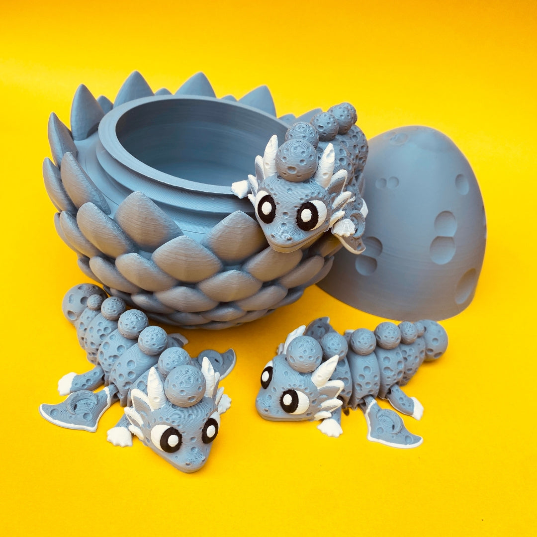 Moon Dragon with Egg – Articulated Fantasy Figurine – Celestial Collectible – Unique Dragon Lover Gift