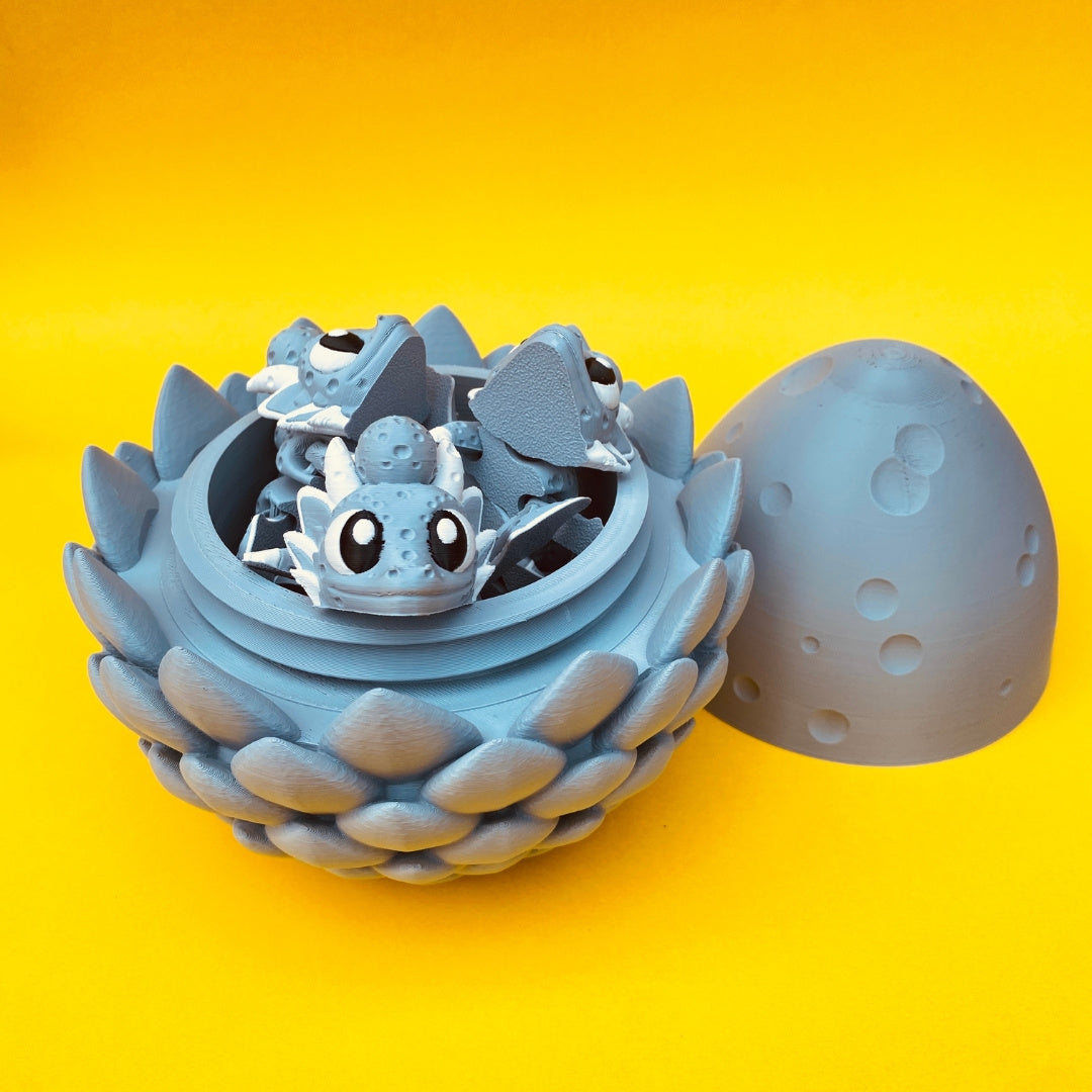 Moon Dragon with Egg – Articulated Fantasy Figurine – Celestial Collectible – Unique Dragon Lover Gift